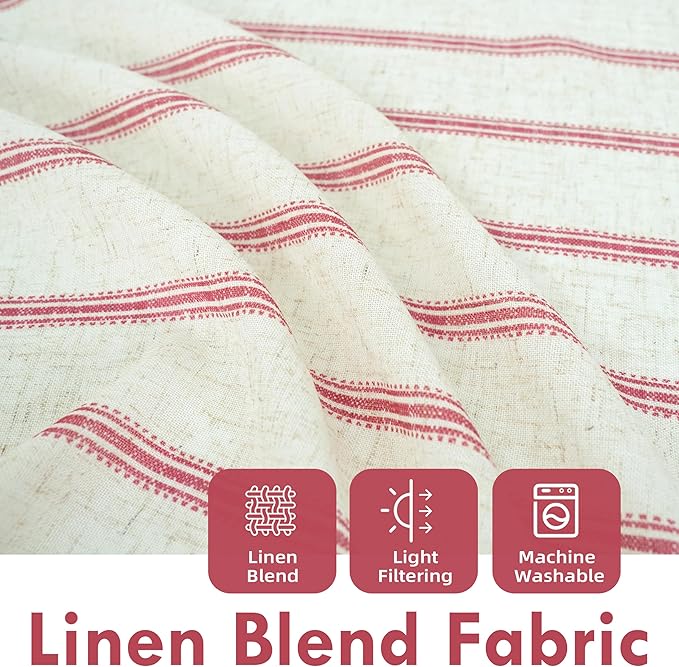 DriftAway Farmhouse Vertical Striped Linen Blend Textured Light Filtering Semi - Image 3