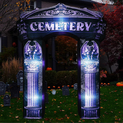 Leyndo 8 ft Halloween Inflatable Arch Decoration, Classical Cemetery