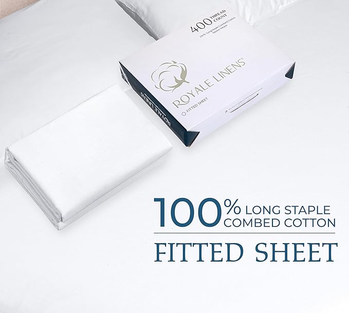 Royale Linen 400 Thread Count 100% American Grown Cotton Fitted Sheet Twin Size - Image 9