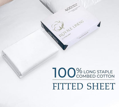 Royale Linen 400 Thread Count 100% American Grown Cotton Fitted Sheet Twin Size - Image 9