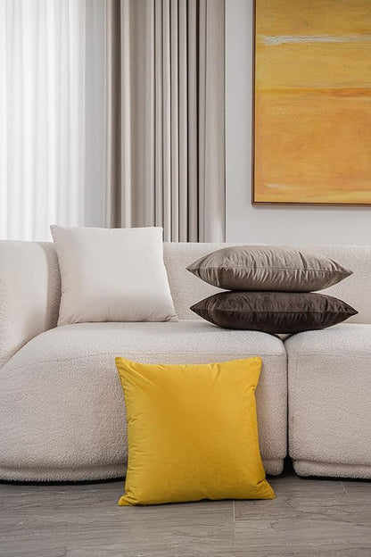 Couch Pillow Covers 16x16 Cream: 2 Pack Cozy Soft Velvet Square Throw Pillow - Image 6
