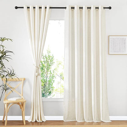 NICETOWN Linen Burlap Sliding Door Curtains 2 Panels Set, Grommet Semi Sheer by NICETOWN