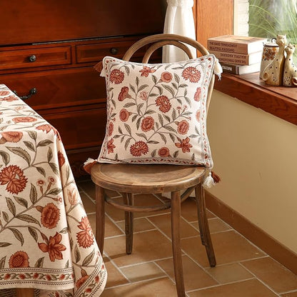 ISAENNE Design Linen Square Vintage Throw Pillow Covers 18"x18", Brick Red - Image 6