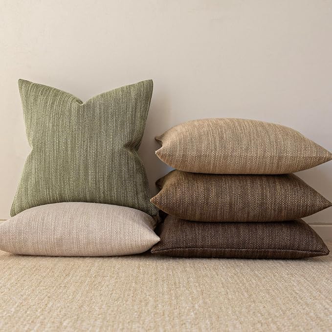 Foindtower Set of 2 Decorative Textured Burlap Linen Throw Pillow Covers - Image 6
