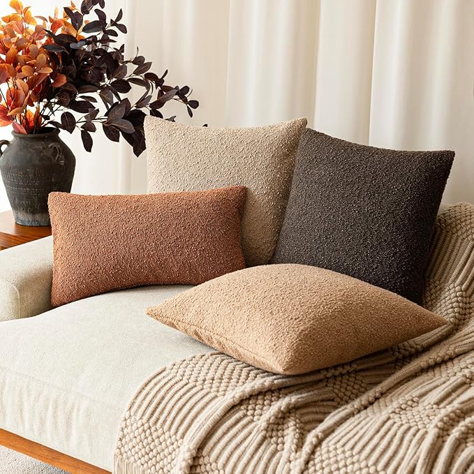 Foindtower Pack of 2 Textured Boucle Throw Pillow Covers Accent Solid - Image 9