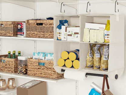 storageworks hanging closet organizer with rod, 4 sections, package contents