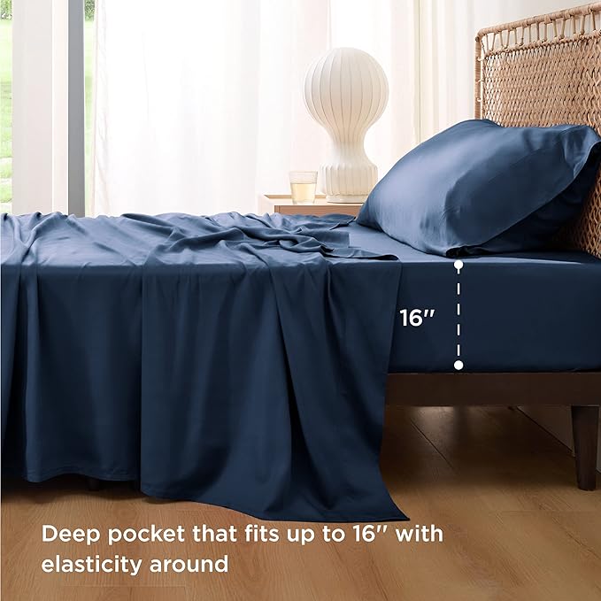 Bedsure Cooling Sheets Twin, Rayon Derived from Bamboo, Breathable & Soft Twin - Image 3
