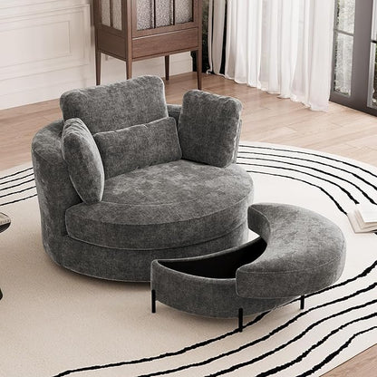 Aoiy & Wifon 50.2'' W Oversized Swivel Barrel Chair - Image 8