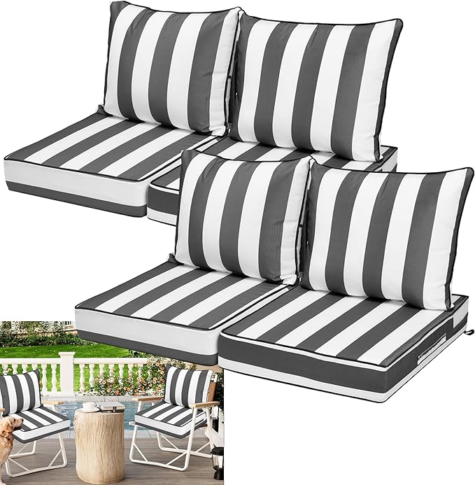 Waterproof Outdoor Chair Cushion Set of 4, Outdoor Cushions by Vulacko