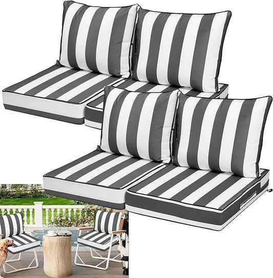 Waterproof Outdoor Chair Cushion Set of 4, Outdoor Cushions by Vulacko