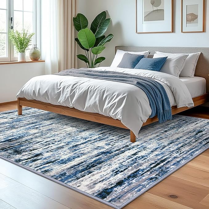 Modern Abstract 5x7 Machine Washable Area Rug Non-Slip Soft Bedroom Living Romm - Image 2