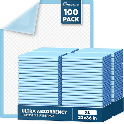 Simpli-Magic Disposable Bed Underpads 23'' x 36'' – Incontinence Chux Pads by SIMPLI-MAGIC