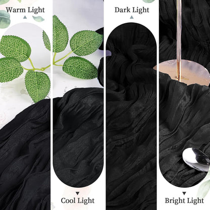 AGIRL 6 Pack Black Cheesecloth Table Runner 10FT Boho Gauze Halloween Decor