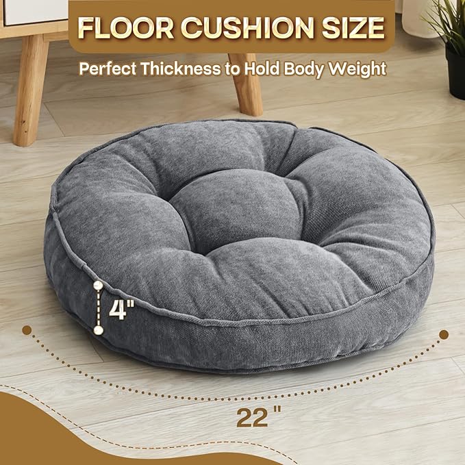 Floor Pillow Set of 2, Memory Foam Floor Cushions - Image 4