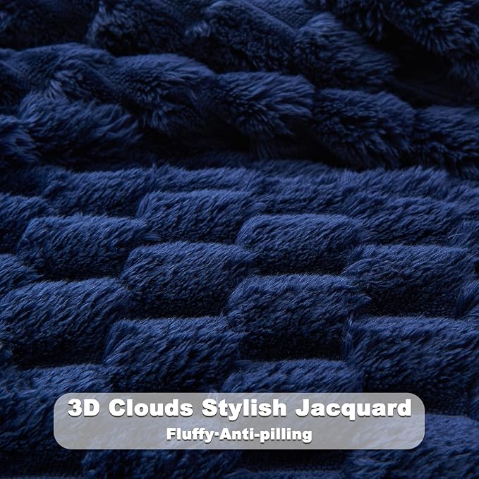 NEWCOSPLAY Super Soft Twin Blanket Dark Navy Premium Silky Flannel Fleece 3D - Image 5