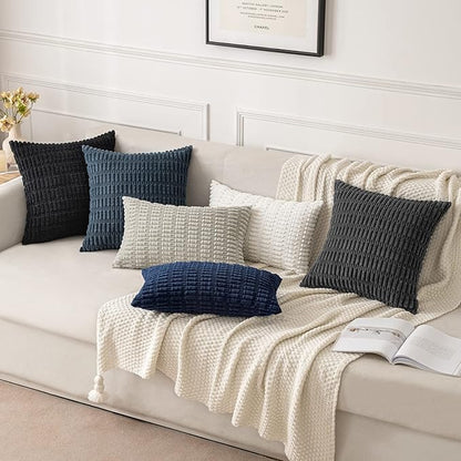 MIULEE Pack of 2 Corduroy Decorative Euro Sham Throw Pillow Covers 26x26 Inch - Image 3