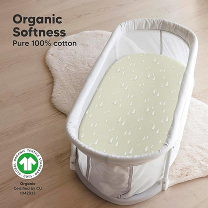2-Pack Organic Bassinet Sheets for Girls, Boys - Image 2