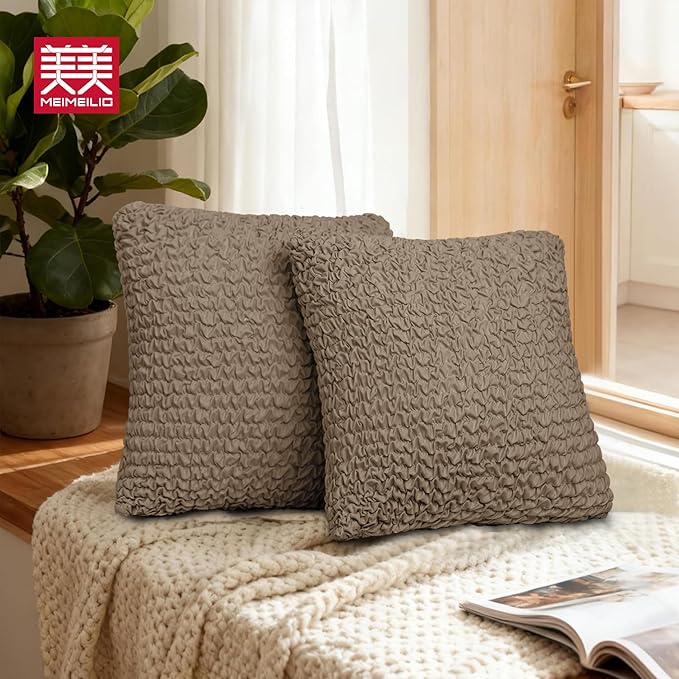 Throw Pillow Covers 18x18 Inch Solid Stretch Fabric Flexible Size Decorative - Image 3