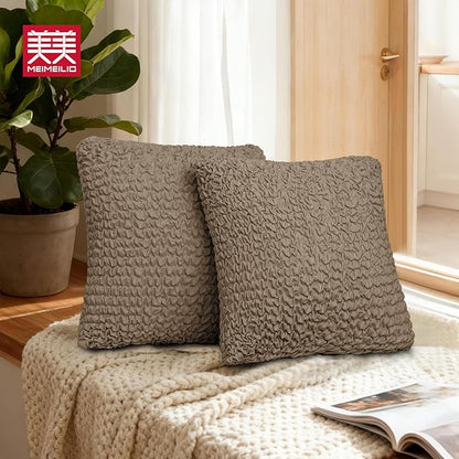 Throw Pillow Covers 18x18 Inch Solid Stretch Fabric Flexible Size Decorative - Image 3