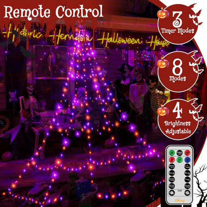 Ollny Halloween Lights Outdoor 454 LED Spider Web Lights Orange & Purple