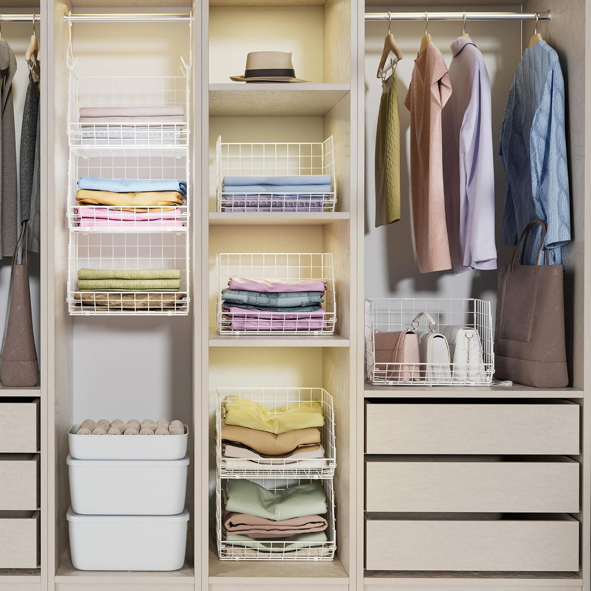 x-cosrack 3 tier foldable closet organizer, clothes shelves, view 9