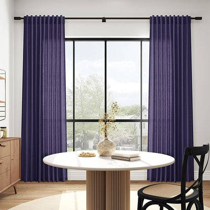 Purple Linen Curtains 90 Inch Long 2 Panels Set - Image 6