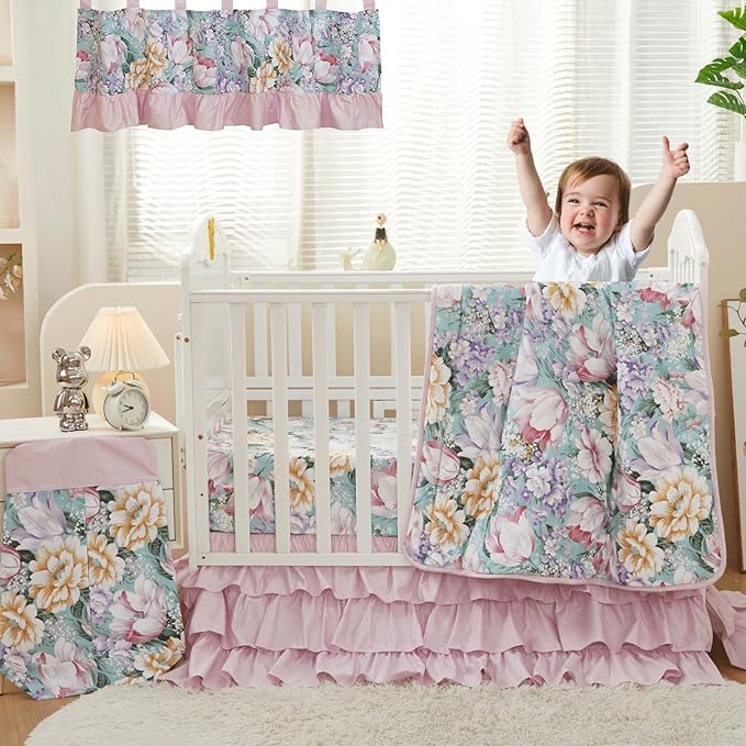 Brandream Crib Bed Skirt Dust Ruffle Triple Layer 100% Egyptian Cotton Sateen - Image 6