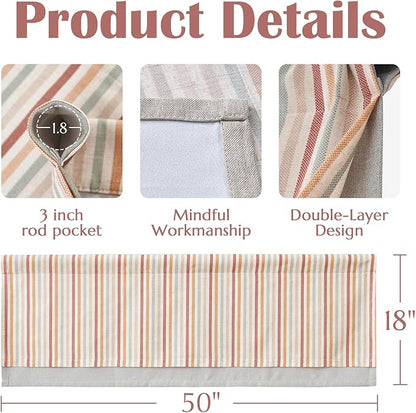 jinchan Colorful Striped Linen Valance Curtains Christmas Decorations - Image 5