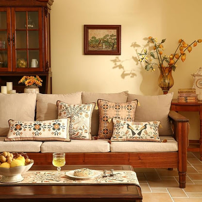 Brown Throw Pillow Covers Set of 2, Floral Farmhouse Linen Accent Pillows Cover - Image 3