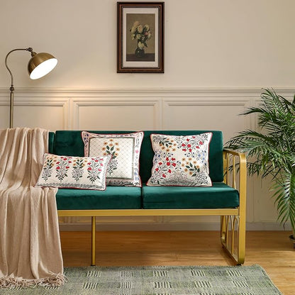 ISAENNE Design Square Vintage Floral Throw Pillow Covers 18"x18" Set of 2 - Image 3