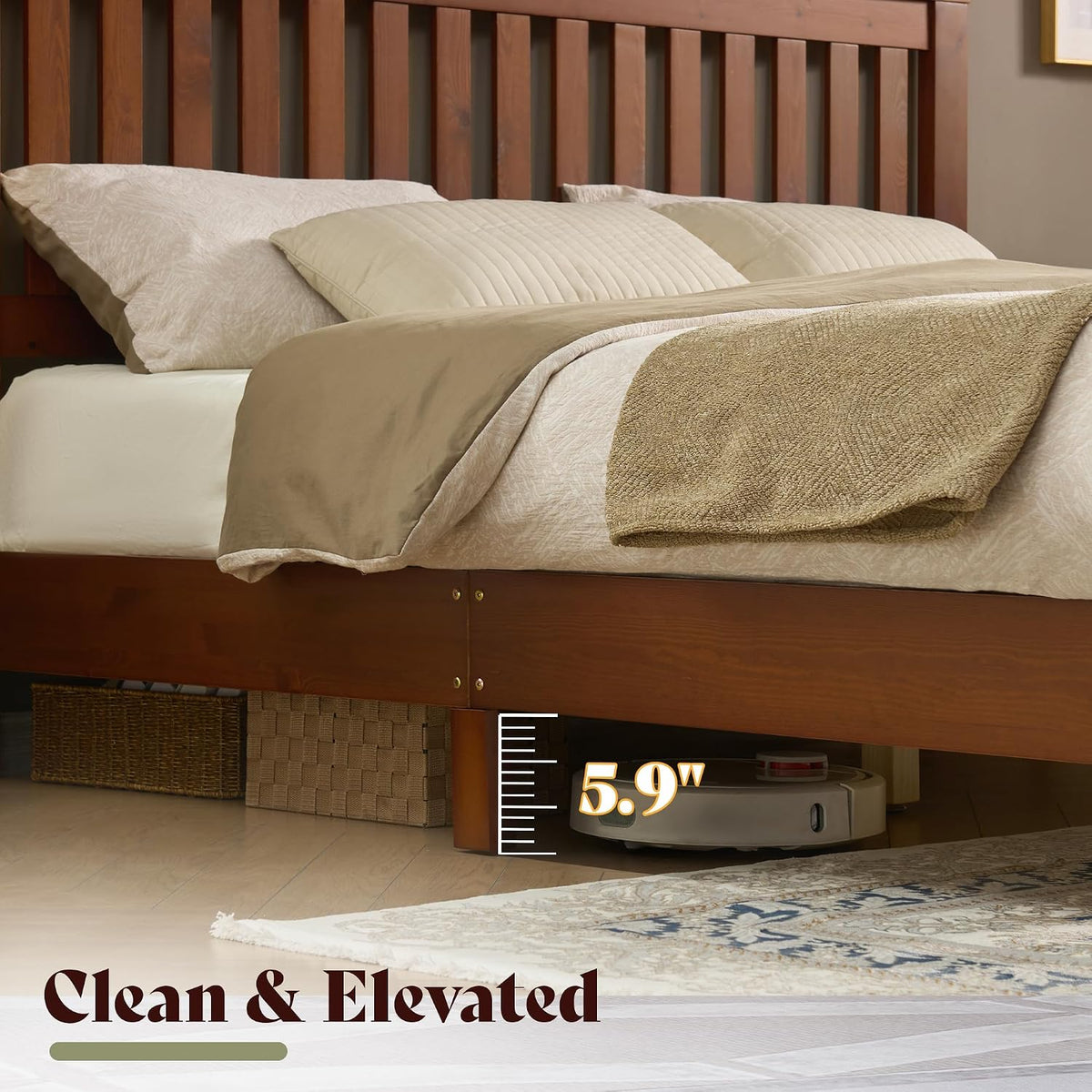 amerlife solid wood full size bed frame with, main product view