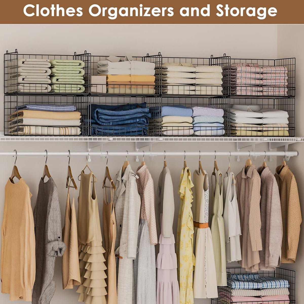 yociyoga 4-tier stackable closet organizers and storage shelves on a desk or shelf