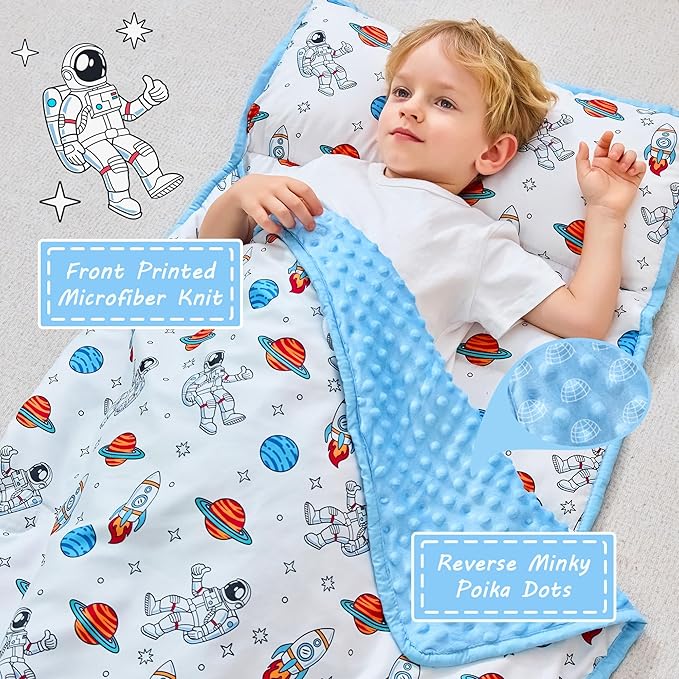 Toddler Nap Mat with Pillow and Blanket, Extra Large Rolled Napping Mats - Image 2