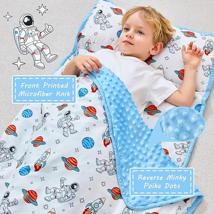 Toddler Nap Mat with Pillow and Blanket, Extra Large Rolled Napping Mats - Image 2
