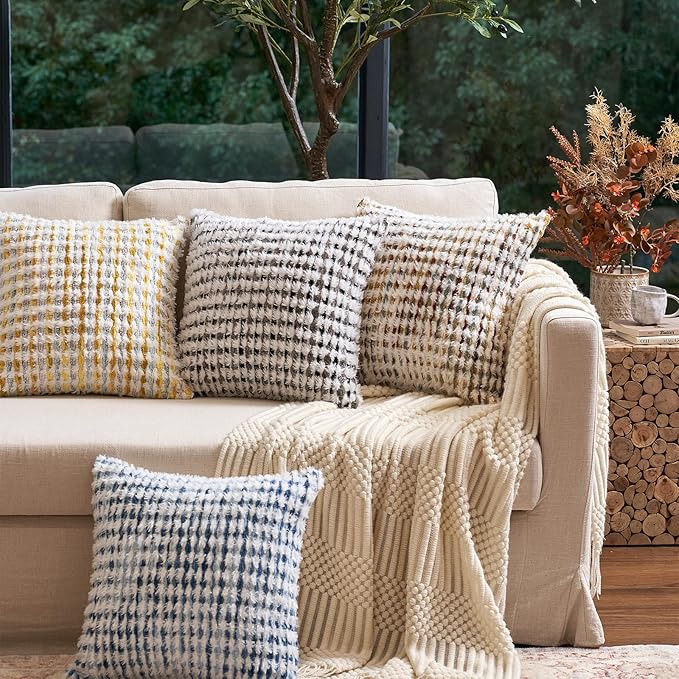 Aeckself Boho Chenille Tufted Pillow Cover 20x20 Inch, Decorative Square Throw - Image 4