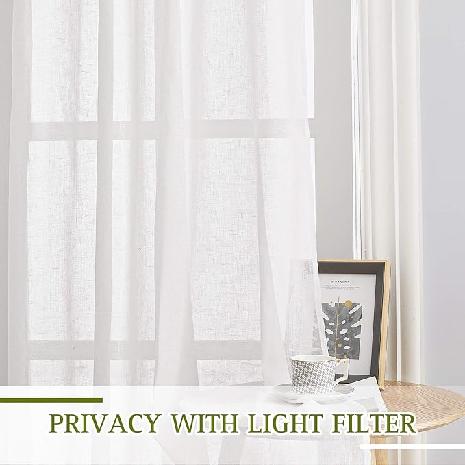 NICETOWN White Sheer Linen Curtains - Image 3