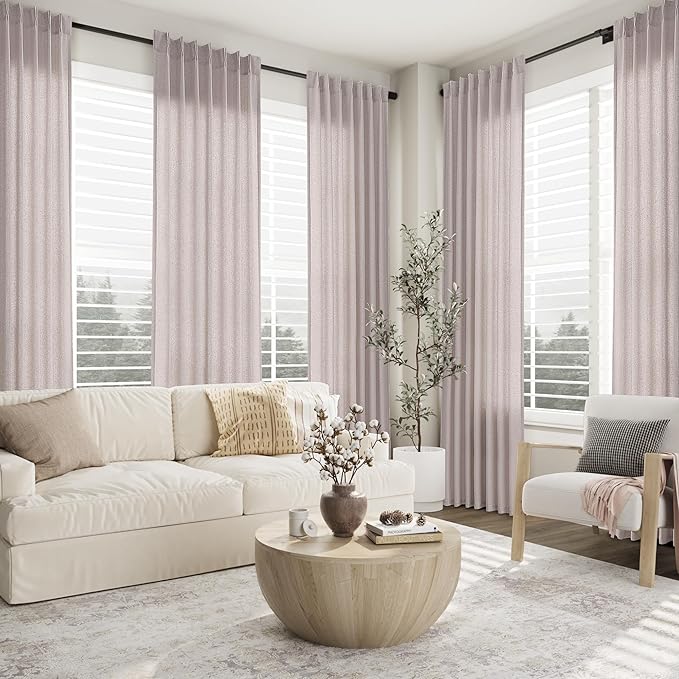 Champagne Pinch Pleat Linen Curtains 96 Inch Length 2 Panels Set - Image 7