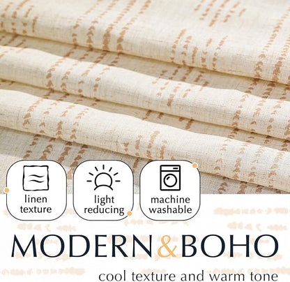 jinchan Boho Kitchen Curtain Linen Tier Curtain Bohemian Cafe 36 Inch Geometric - Image 4