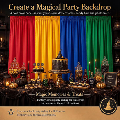 4 Pcs 39 x 79 Inch Wizard Party Backdrop Halloween Decorations