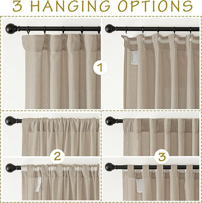 NICETOWN Thick Linen Curtains for Farmhouse 90 inches Long, Pinch Pleated - Image 4