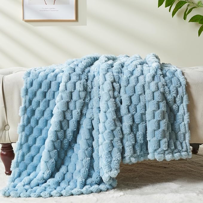 NEWCOSPLAY Super Soft King Blanket Blue Premium Silky Flannel Fleece 3D Clouds - Image 9