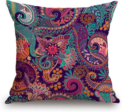 Colorful Ethnic Paisley Decorative Throw Pillow Cover, Boho Style Mandala by TSSOHU