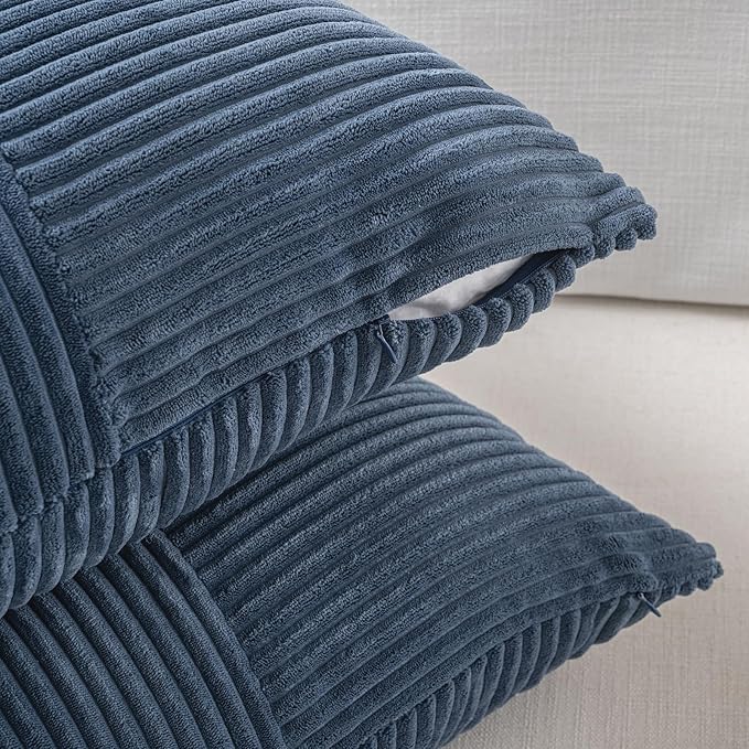 Fancy Homi 2 Packs Dusty Blue Decorative Throw Pillow Covers 20x20 Inch - Image 4