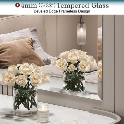 frameless bathroom mirror, 30"x36" beveled bathroom mirror for, side view