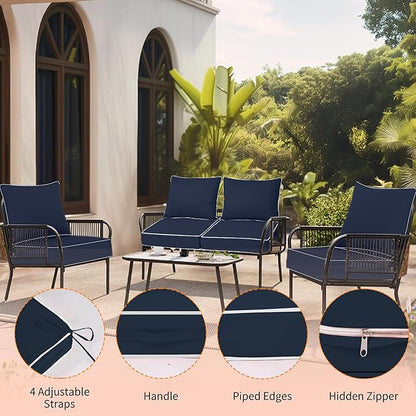 24x24'' Outdoor Chair Cushion Set of 2, UV&Fade Resistant Deep Seat Patio - Image 3