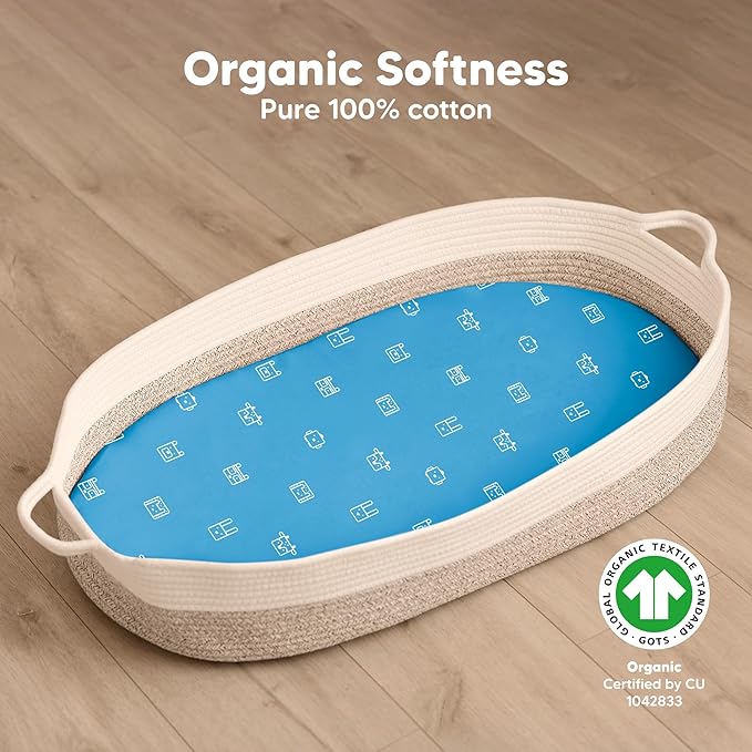 2-Pack Organic Bassinet Sheets for Girls, Boys - Image 2