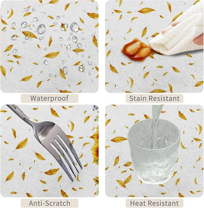 54x78in Sunflower Yellow Floral Tablecloth - Image 4