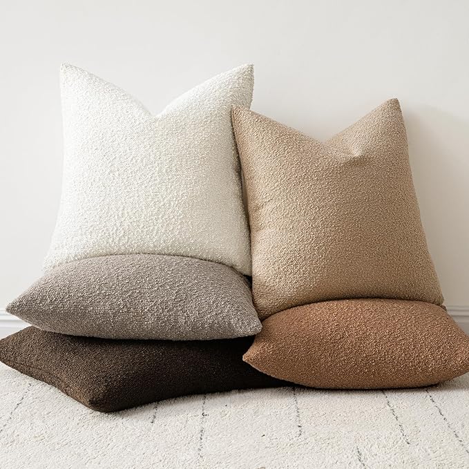 Woaboy Pack of 2 18x18 Inch Decorative Boucle Throw Pillow Covers Textured - Image 4