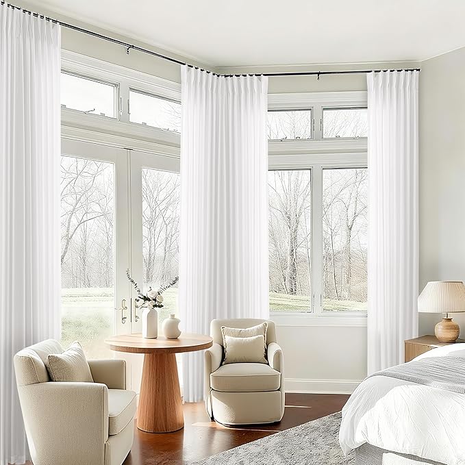 Ivory White Pinch Pleated 90 Inch Curtains - Image 7