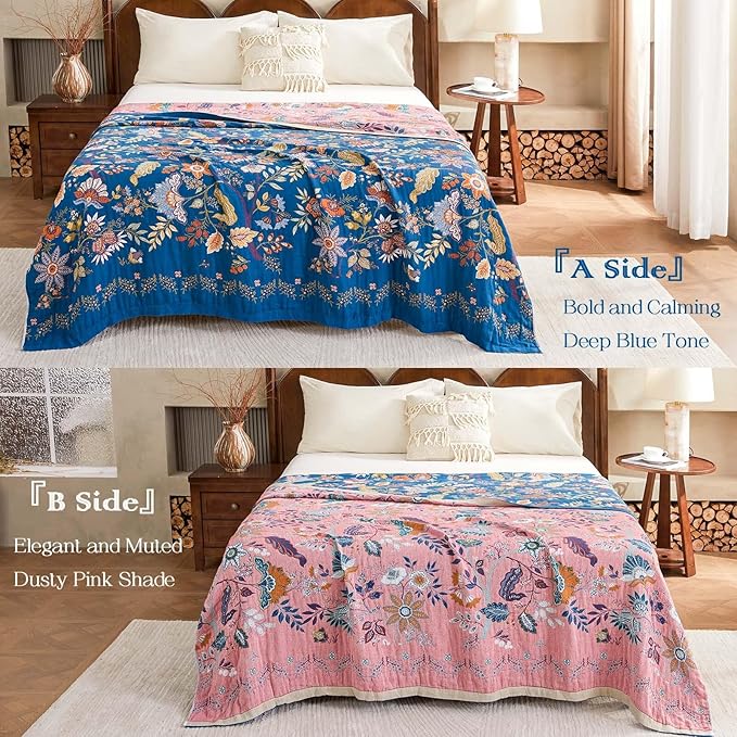 Fall Throw Blanket for Couch, 100% Cotton Muslin Breathable Woven Farmhouse - Image 6